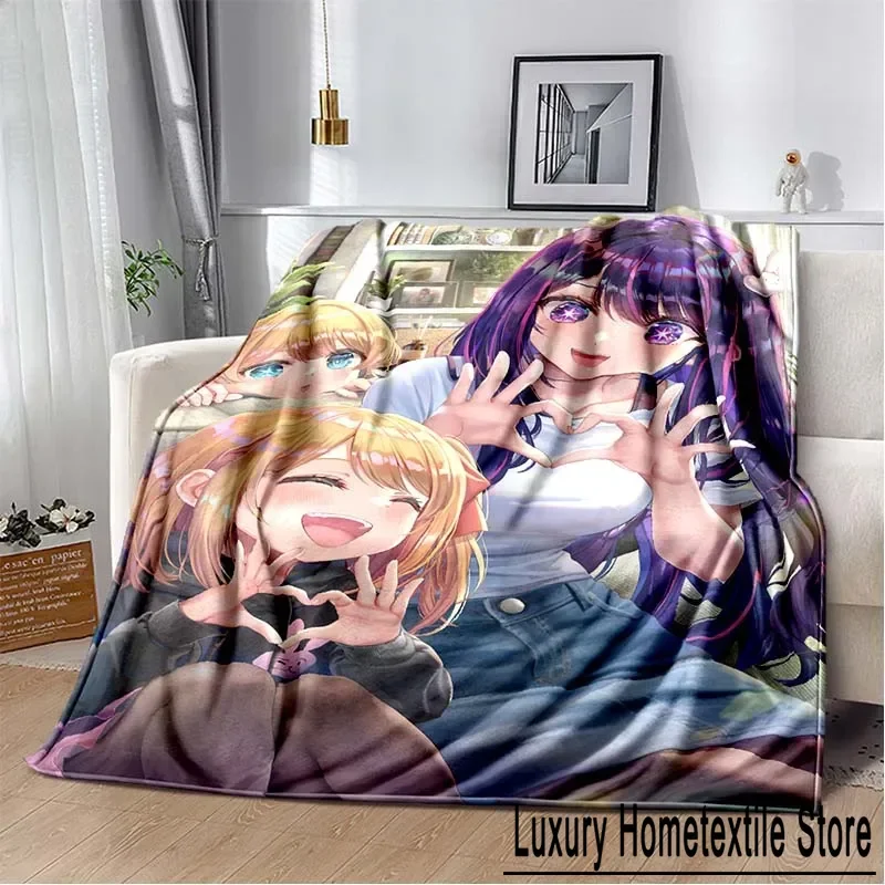 Oshi No Ko Anime Throw Blanket Kawaii Girl Aquamarine Hoshino Soft Flannel Thin Blankets for Bed Sofa Cover Bedspread Home Decor