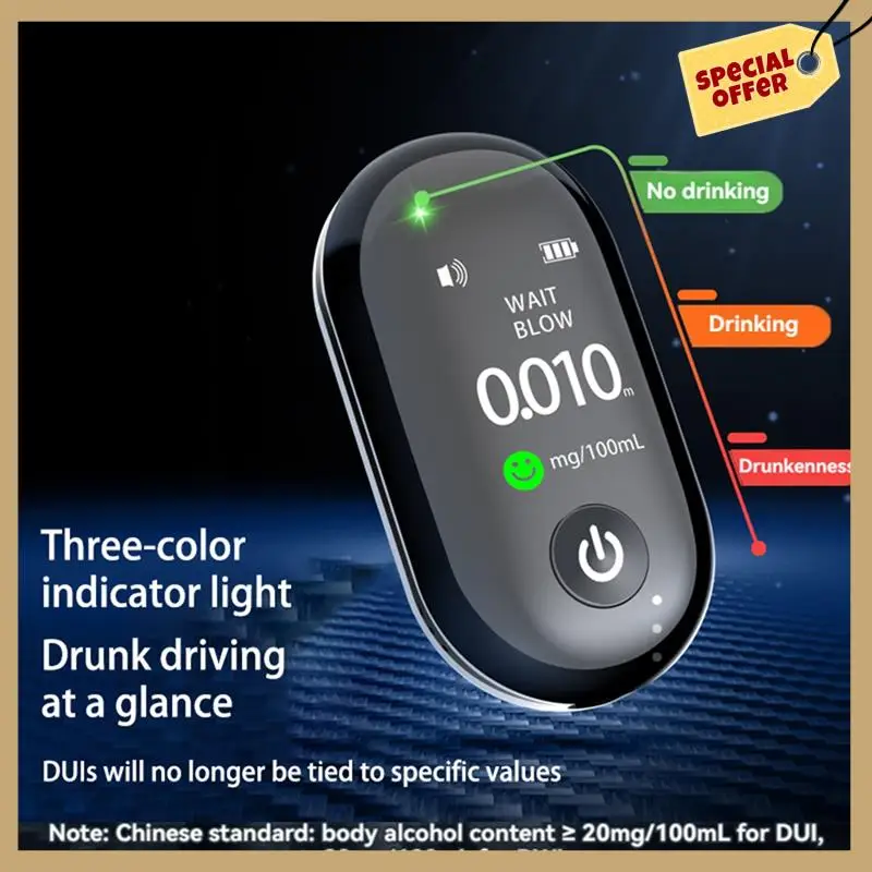 Stable Performance-Compact Highly Accurate Alcohol Detector Rechargeable Long-Lasting Breathalyzer G1 Multi-Language Tester