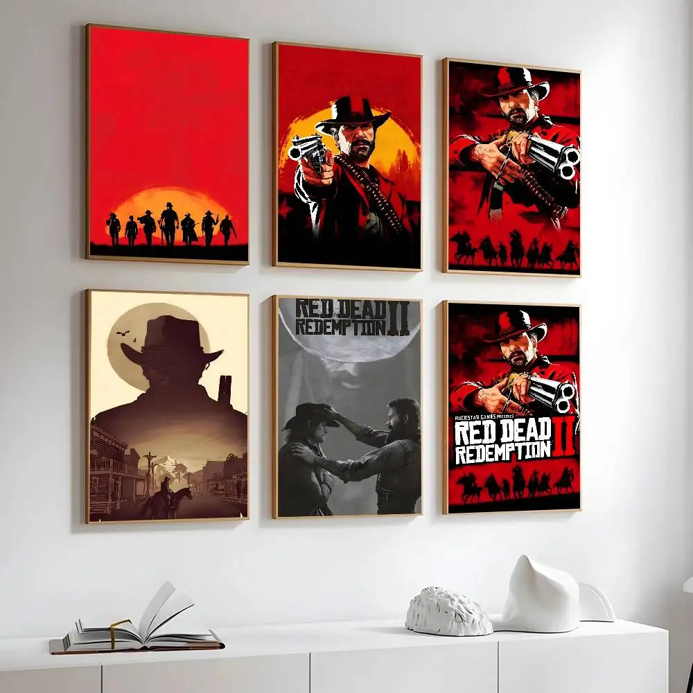 لعبة Red Dead Redemption 2 ملصق فني ذاتي اللصق مقاوم للماء ورق ملصق مقهى بار غرفة جدار ديكور