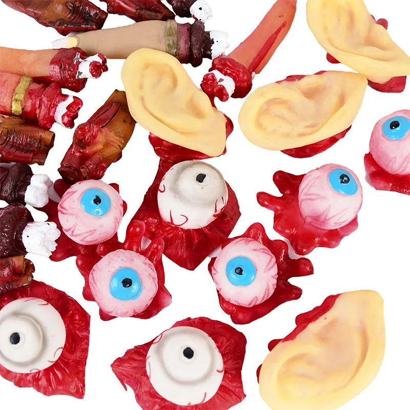 5pcs Halloween Ripped Out Eyeball Horror Props Simulation Bloody Broken Finger Eye Ear Halloween Party Home Haunted House Decor