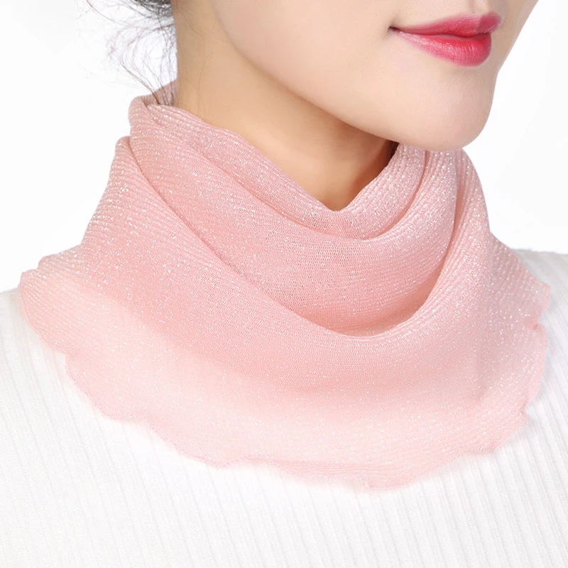 Spring Summer Neck Collar Scarf Women Thin Sunscreen Veil Fashion Floral Print Scarf Mask Mesh Neck Cover Face Cover Masks