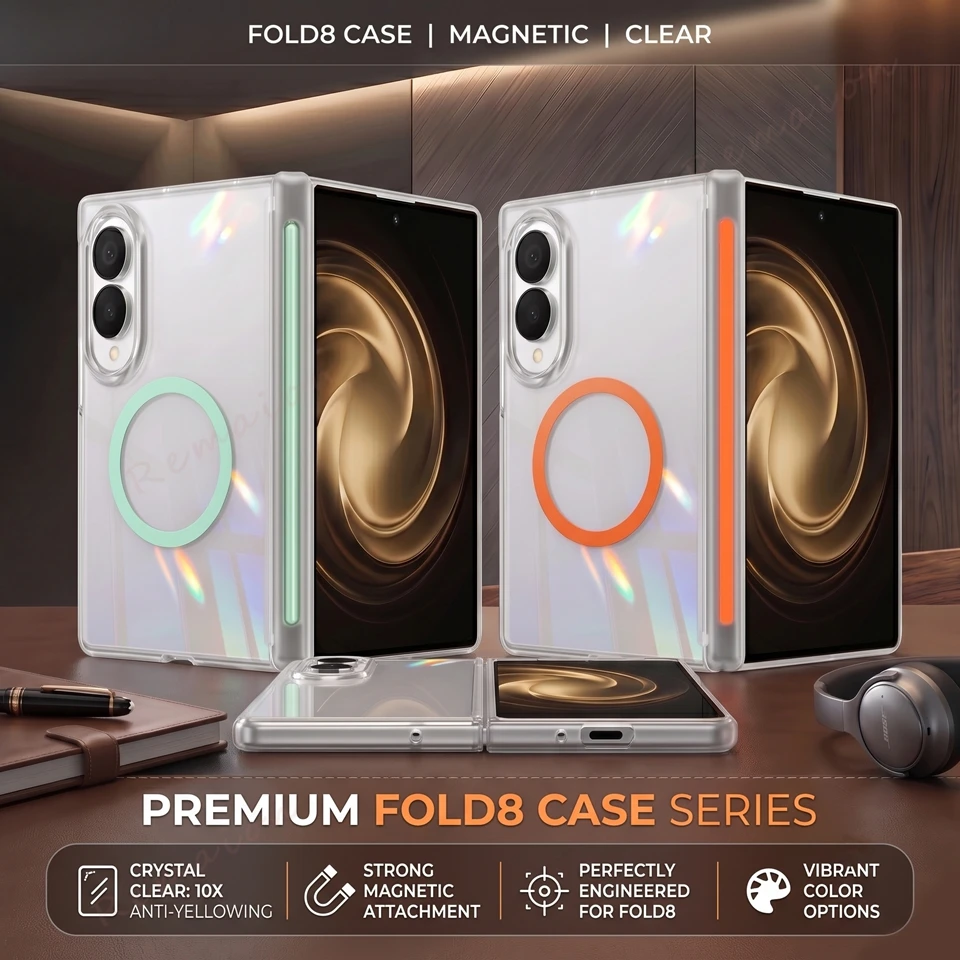 Transparent Matte Magnetic Luxury Phone Case For Samsung Galaxy Z Flip 8 Fold 8 7 6 Official Shockproof Cover For Z Fold8 Flip8