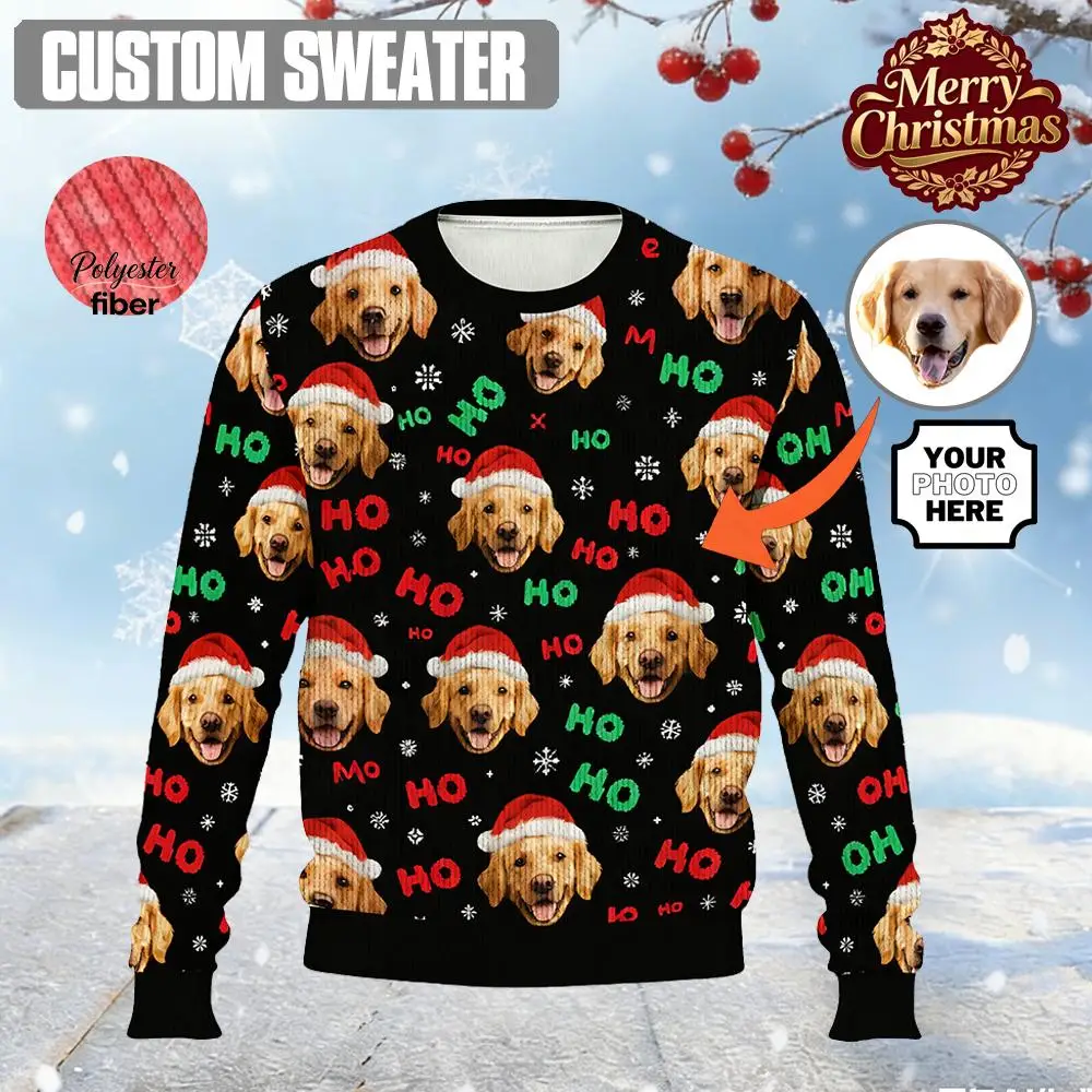 عيد الميلاد مضحك الحيوانات الأليفة صورة مخصصة سترة قبيحة شخصية DIY بها بنفسك عيد الميلاد البلوفرات ثلاثية الأبعاد مطبوعة منقوشة الرجال/النساء بلوزات فضفاضة