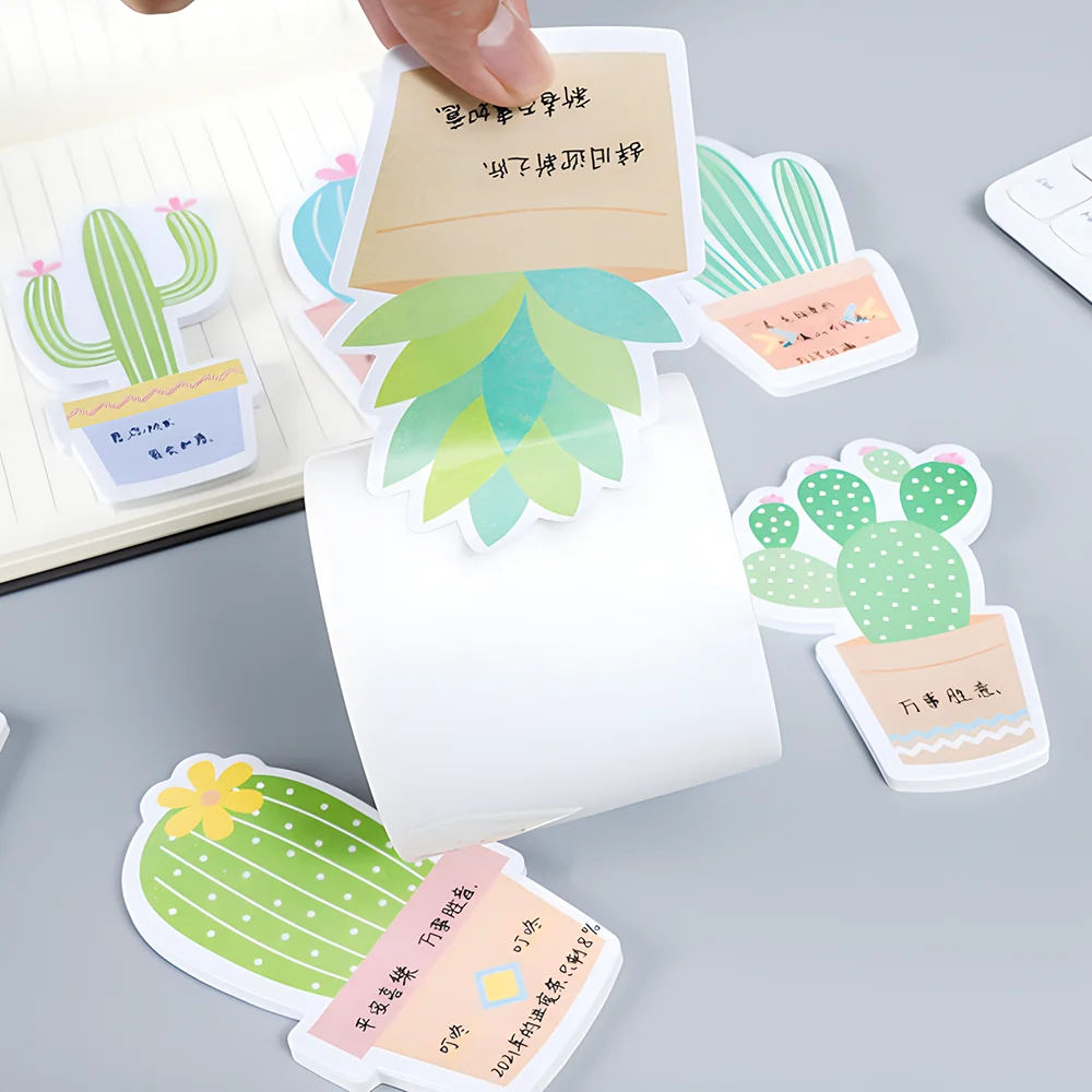 Korean Cute Cactus Sticky Notes Memo Pad Kawaii Post Notepad Writing Stickers Index Tab Stationery Book Decoration Diary Planner