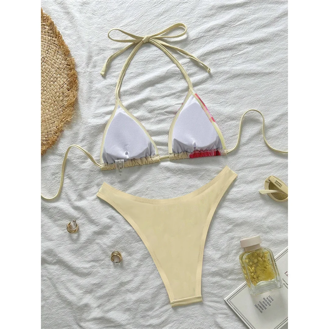 XS - L, mit Blumenmuster, Neckholder-Bikini, Damen-Badeanzug, dreiteiliges Bikini-Set, Damen-Badebekleidung, Badeanzug, Badebekleidung, Schwimmbekleidung V6800 – Detail 12