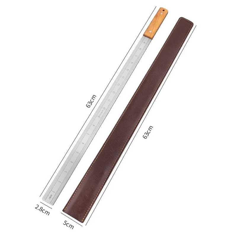 Forged Thickened Steel Rod Ruler Wooden Handle High‑Performance Quenched Steel Practice Training Ruler
