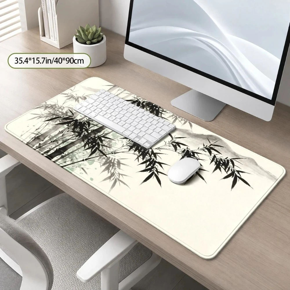 Large Chinese ink-wash bamboo mouse pad - Zen minimalist desktop pad, suitable meditation spaces and work areas tapis de souris