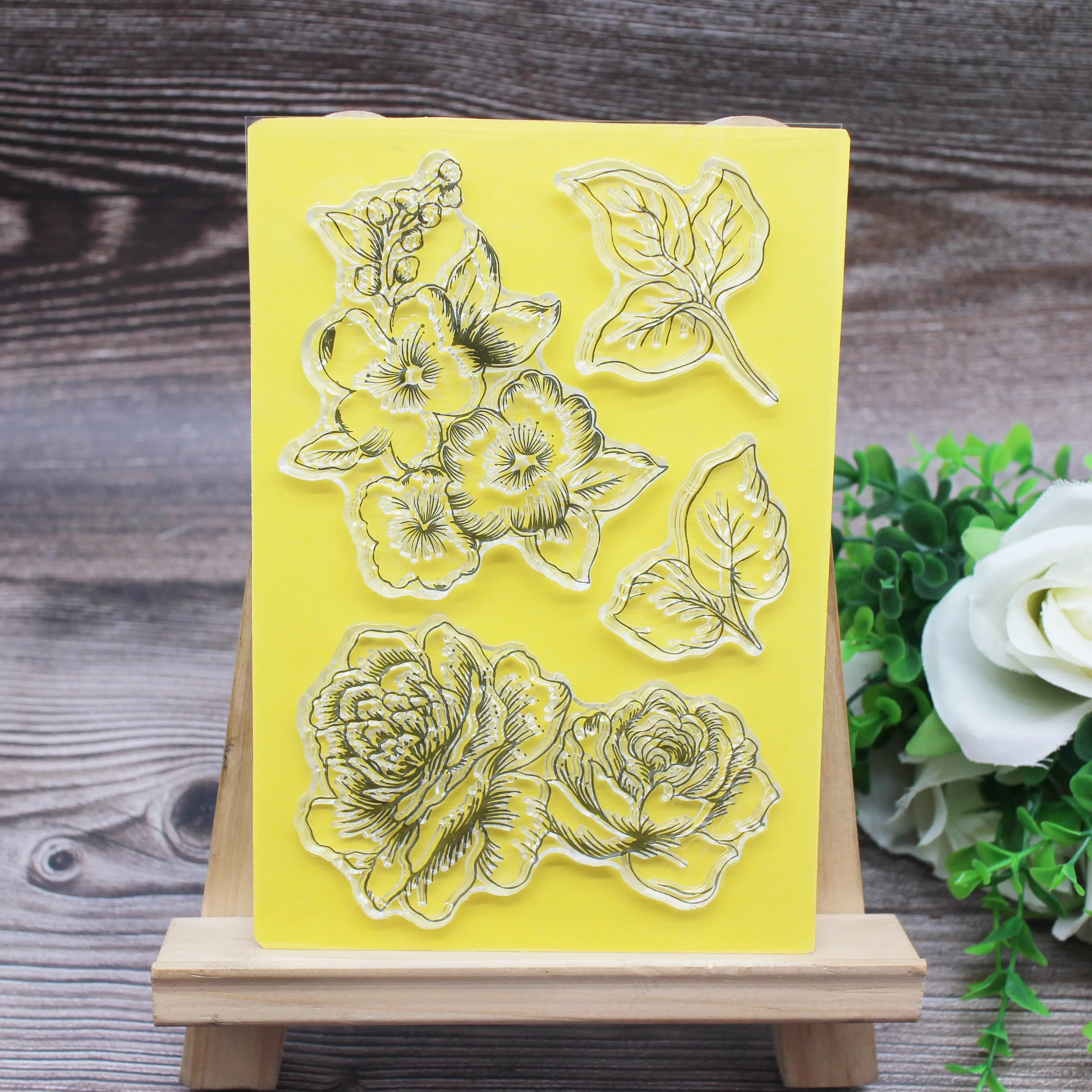 Crafts Flowers Leaves Clear Stamps for Card Making Decoration and DIY Scrapbooking