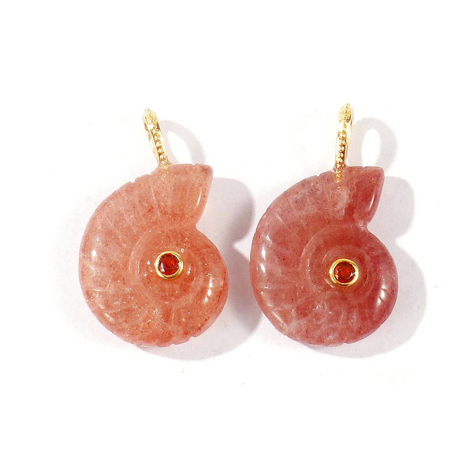 2pcs Charms Ocean Conch/ Sea Snail Multicolor Stone Brass 18K Gold Plated Pendants DIY Necklace Earrings Jewelry Making26mmx21mm