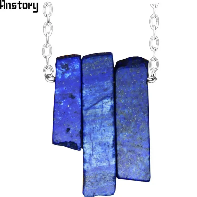 Irregular Rectangle Lapis Lazuli Amethysts Necklace Vintage Handmade Natural Stone Necklace For Women Stainless Steel Jewelry