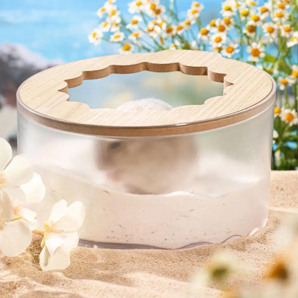 Hamster Bathroom Small Sand Bathtub Portable Transparent Hamster Bathtub with High Fence for Small Pets Spacious for Sand