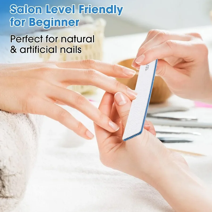 200 Pcs 100 180 Grit Reusable Double Sided Nail Files with Emery Boards for Acrylic and Gel Nails Professional Fingernail and P