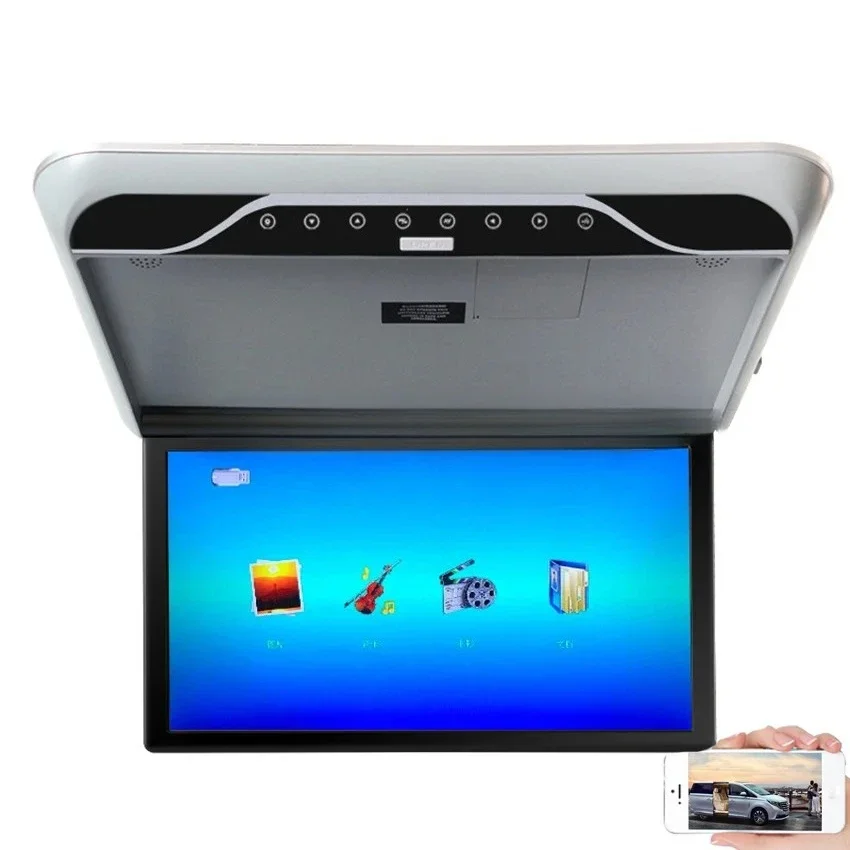 19 Inch Car Ceiling Mount MP5 Monitor, Multimedia Video Player with HDMI USB TF FM