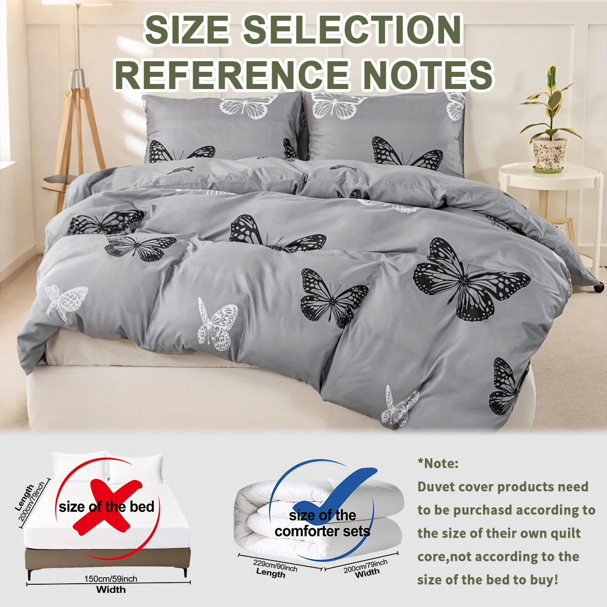 3pcs Butterfly Print Duvet Cover Set, Soft Skin-Friendly Bedding Set Includes 1 Duvet Cover And 2 Pillowcases