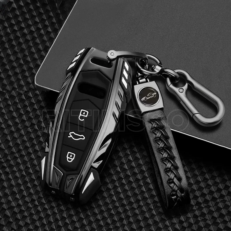 Zinc Alloy Car Key Case For Audi A3 A6 C8 A7 S7 A8 D5 4N S8 Q7 Q8 SQ8 E-tron 2018 2019 2020 2021 Auto Accessories Ring Cover