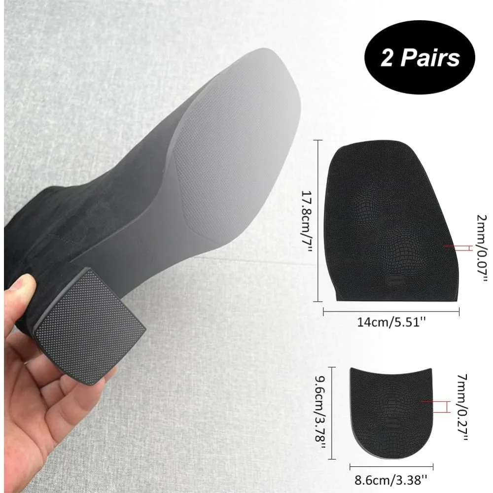 2 Styles Shoe Soles Repair Replacement Rubber Non-Slip Shoe Heel Bottom Front Half Sole Heel Shoe Protector Wear Resistant