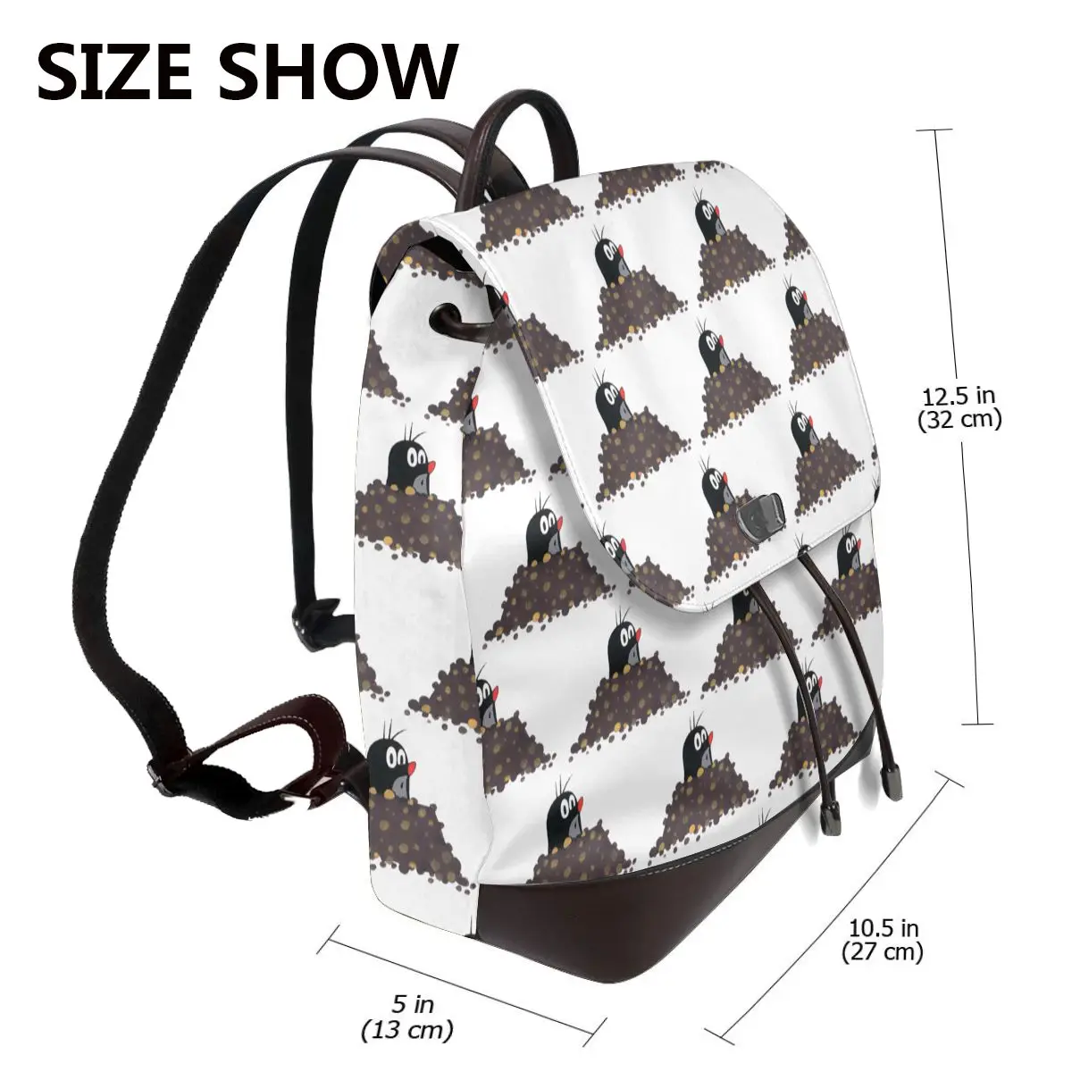 Mole Happy Krtek Bookbag School Student Bags Hiking Travel Daypack for Women Fashion Derma Backpack