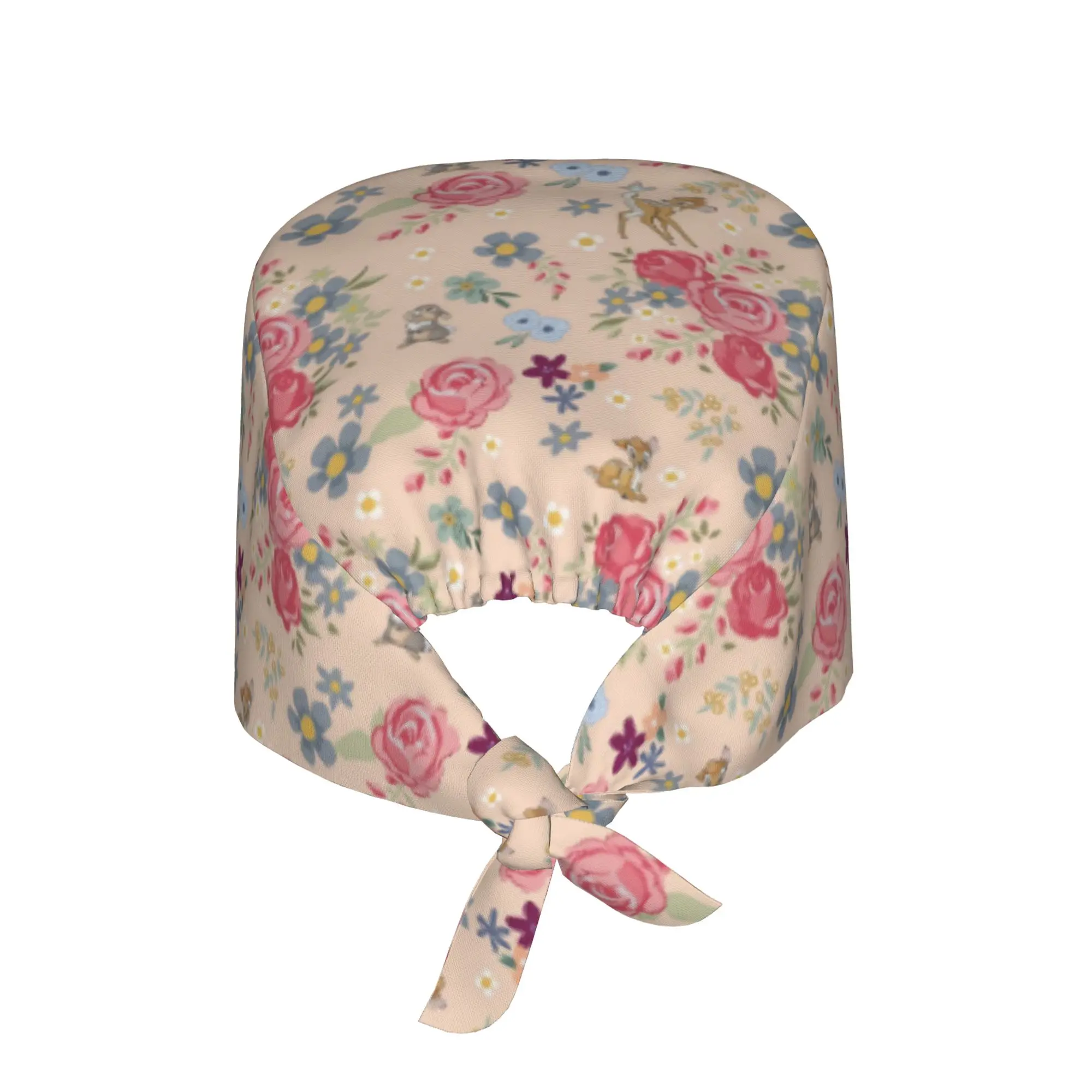 Custom B-Bambies Cartoon Medical Staff Scrubs Hat Women Men Deer Fawn Rabbit Doctor Nursing Surgical Cap Scrub Caps