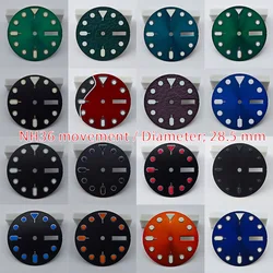 28.5MM dial diameter dual calendar dial suitable for NH36 watch movement accessories with green luminous dial Customizable logo