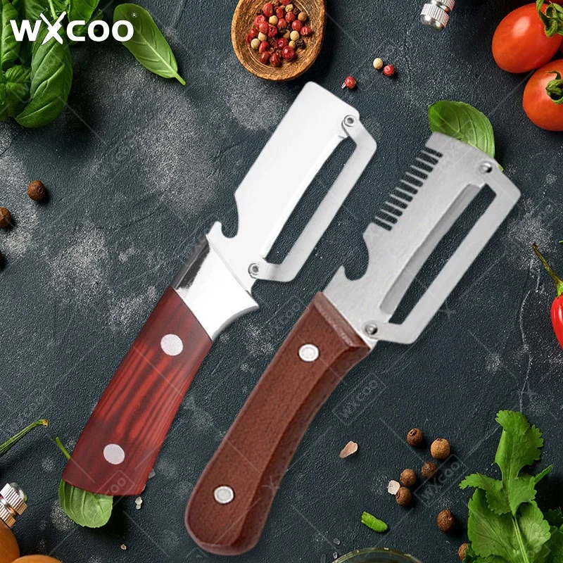 WXCOO Vegetable Peeler Stainless Steel Peeler MultiFunction Kitchen Fruit Paring Knife 2-in-1 Bottle Opener Specific Peeler