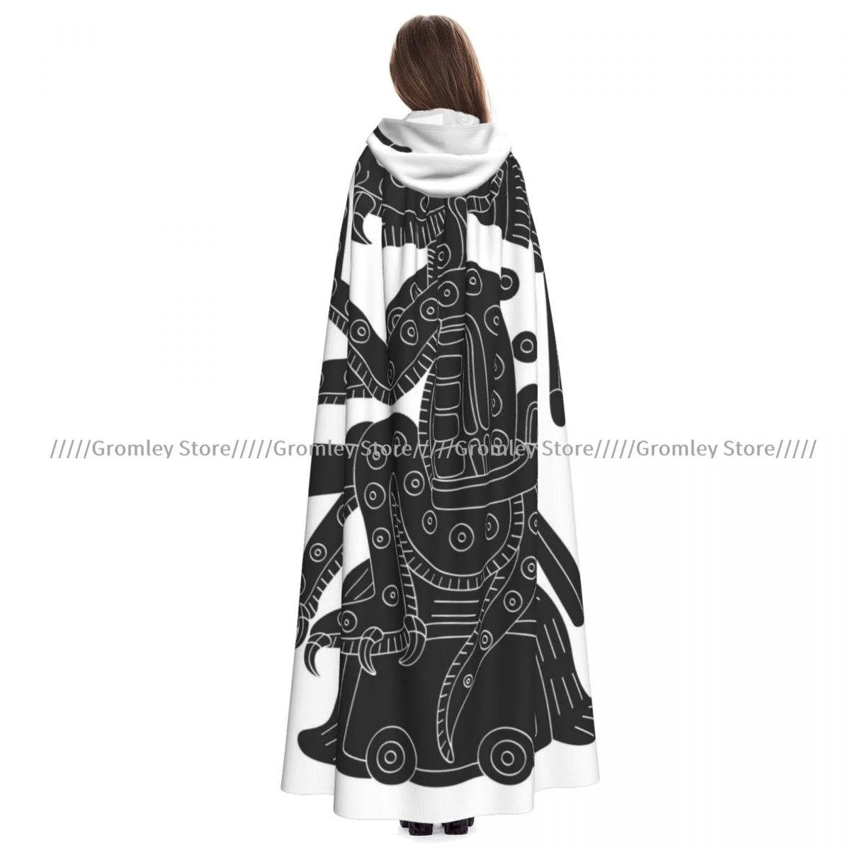 Unisex Halloween Cloak Aztec God Cape Hooded Medieval Costume Witch Wicca Vampire