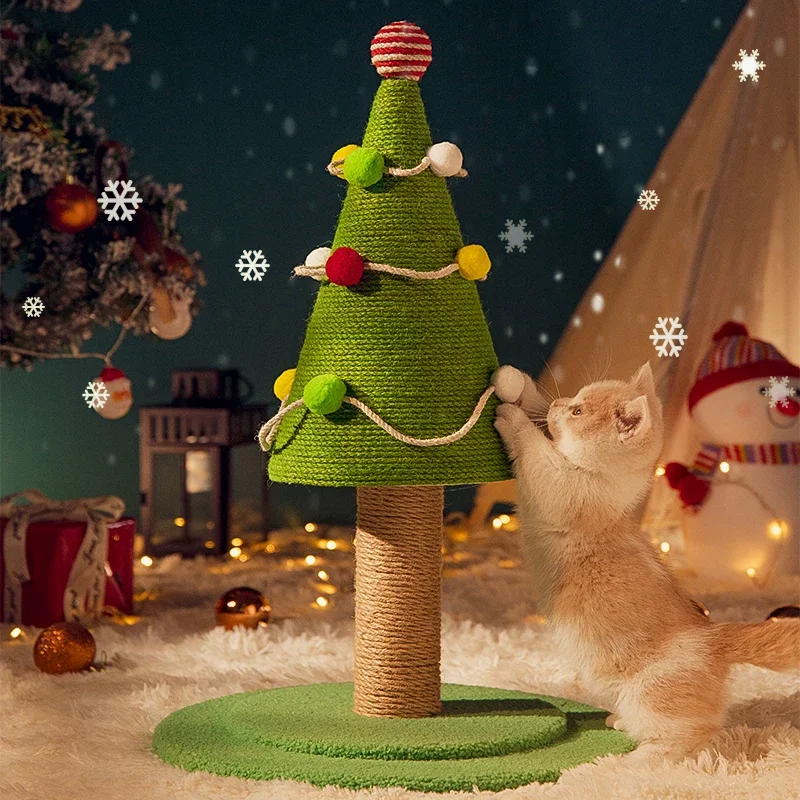 Sisal cat climbing frame Christmas tree cat scratching board scratch-resistant wear-resistant toy grinder  teaser stick