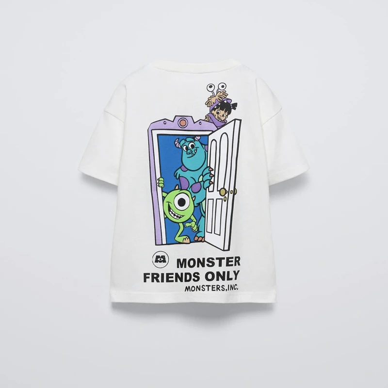 Black Tees Printing Tops Baby Summer Wear Cartoon Short Sleeve T Simple Cute Loose Bottoming Shirt Kids Thin Pure Cotton Costume image 3