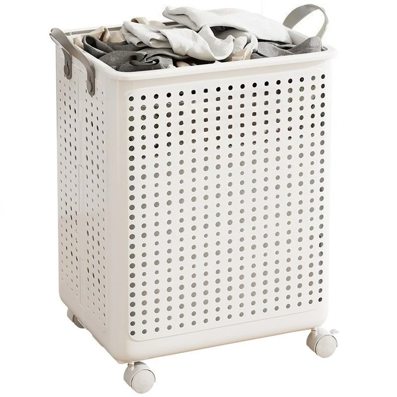 Folding laundry basket Household high-value laundry basket with wheels Clothes storage