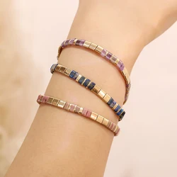 Handmade Beaded Bracelet For Women Fashion Jewelry Beads Bohemian Stretch Tila Beads Stone Summer Beach Jewelry Pulsera Femme
