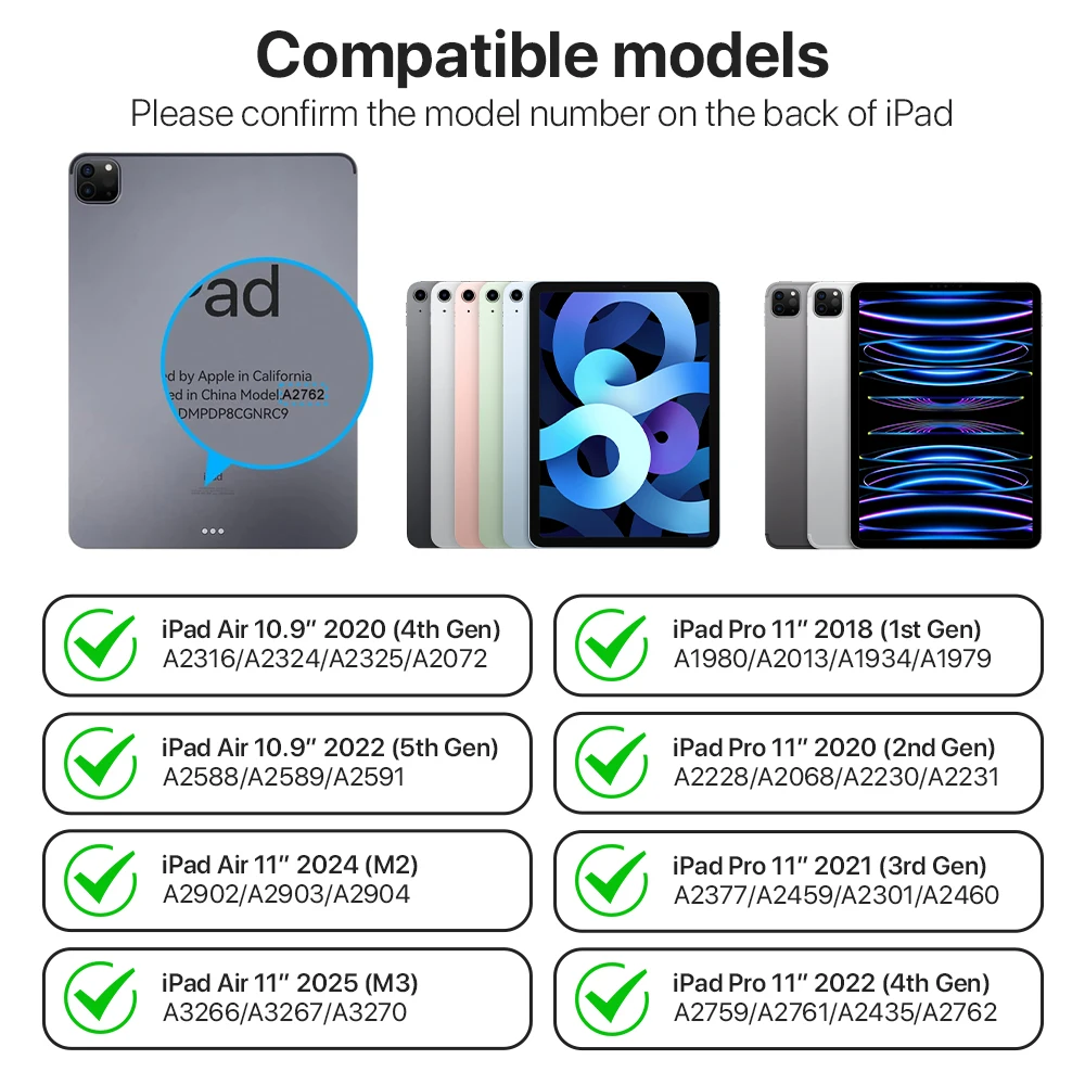 Teclado Mágico Bluetooth com Trackpad Multitoque e Suporte Magnético Flutuante para iPad Pro 11, Air 4, Air 5 e Tablets de 10.9 polegadas