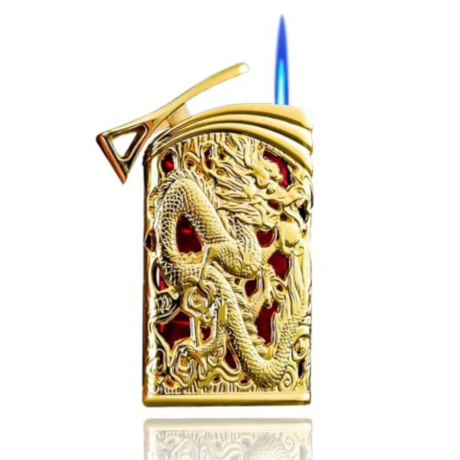

Cool Vintage Metal Lighters, Torch Lighters Butane Refillable, Jet Torch Lighters Unique Gifts for Men, for Grill Candles NO Bu