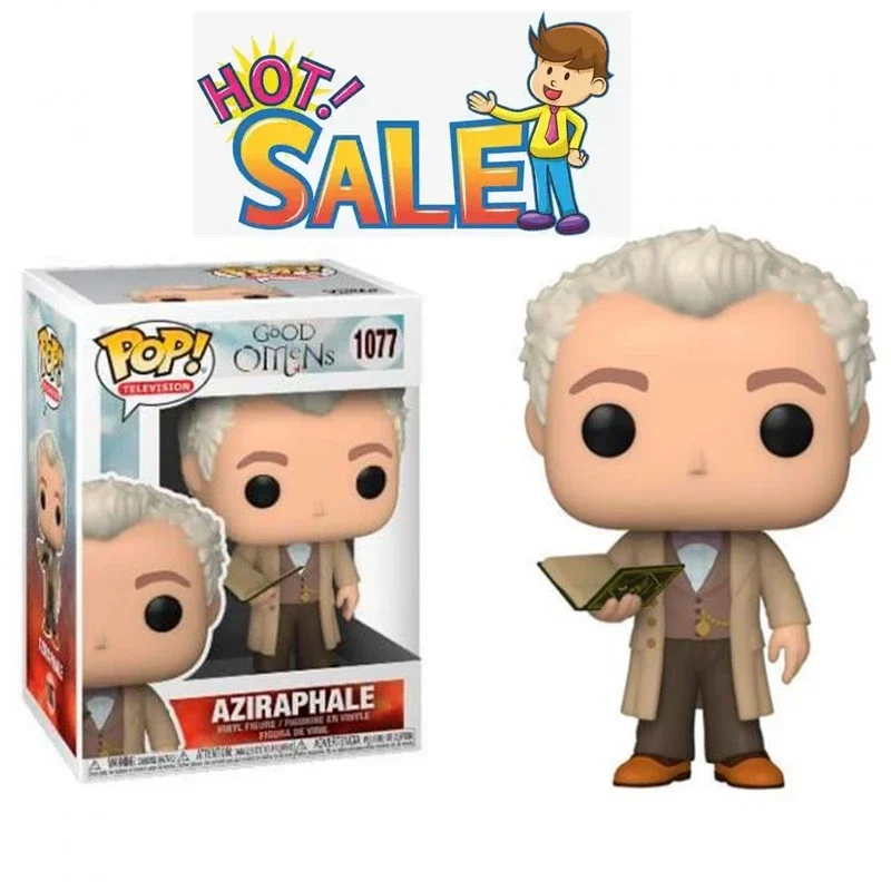 ¡Nueva llegada Funko Pop! Buenos presságios Aziraphale Con Libro # 1077 Crowley # 1078 Figuras de acción de vinilo Juguetes para cumpleaños El mejor regalo