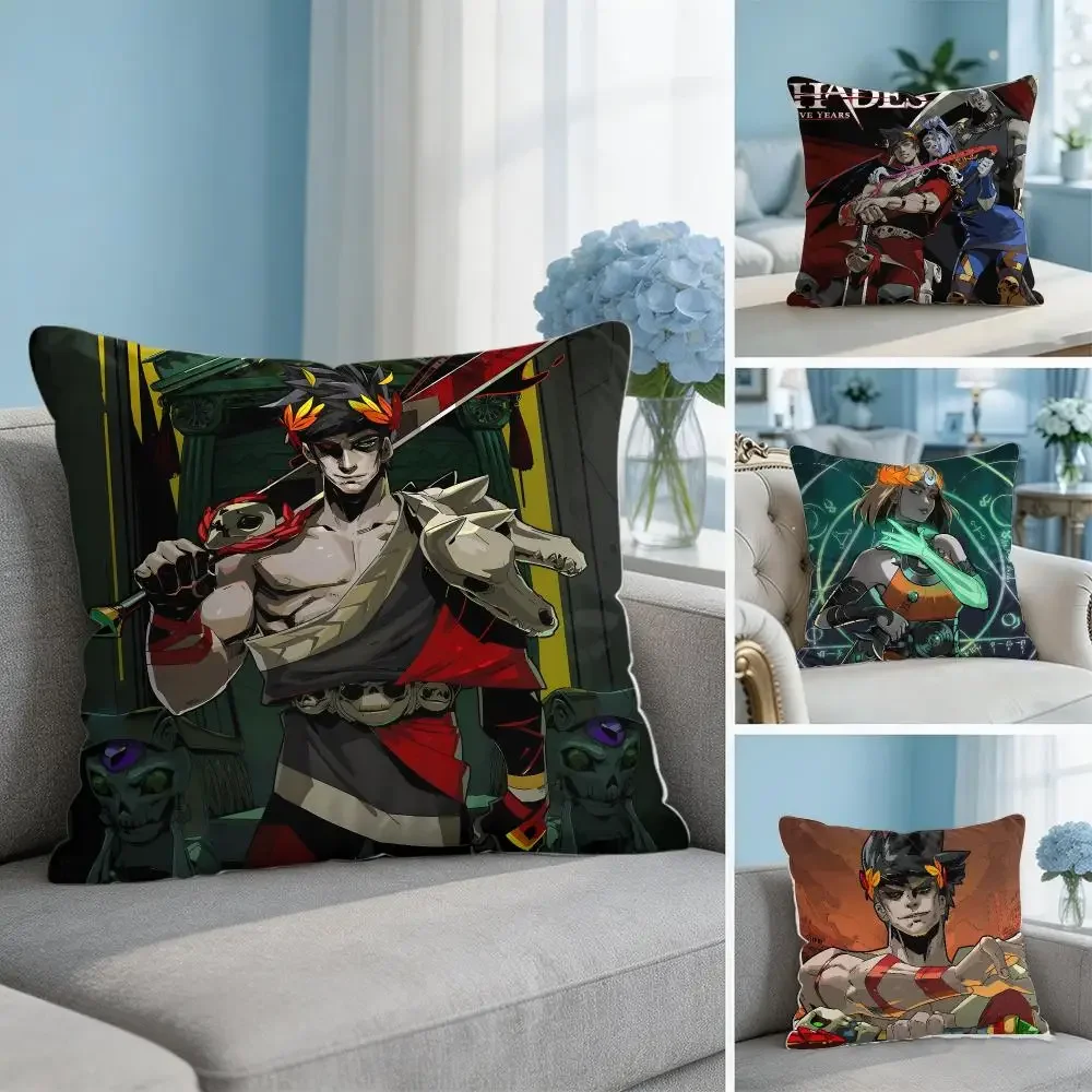 Video Game H-Hades Cushion Cover Soft Short Plush Throw Pillow Cover Hidden Zipper Cutecore Sofa Bedroom Home Decor