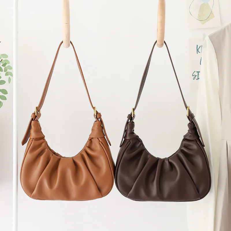 

Advanced ladies' simple pleated cloud bag casual and fashionable armpit bag French niche single shoulder crossbody dumpling bag