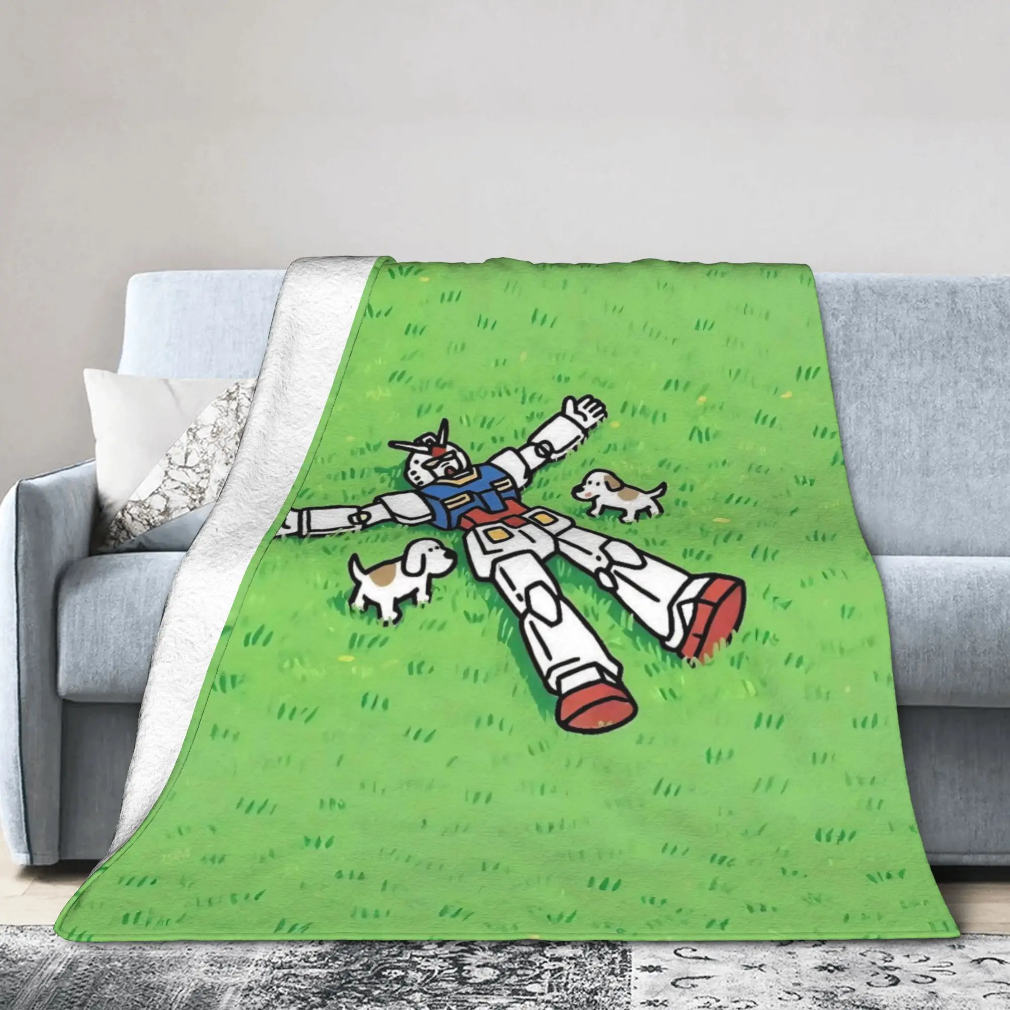 Gundams RX-78-2 Blanket Anime  Flannel Throw Blankets Summer Air Conditioning Decoration Soft Warm Bedsprea,