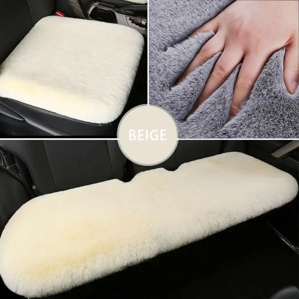Car Seat Cover Soft Short Plush Winter Warm Auto Seat Cushion Skin-Friendly Washable Universal Vehicle Chair Protector