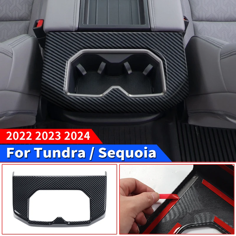 

For 2022-2024 Toyota Tundra Sequoia Rear Water Cup Panel Decoration Carbon Fiber Pattern Internal Modification Accessories