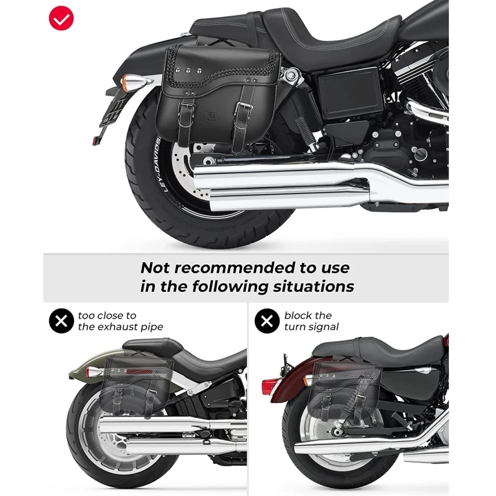 KEMiMOTO Motorcycle Saddlebags Synthetic Leather Side Bags 30L Waterproof Saddle Bags for Sportster Softail Dyna V-star Shadow