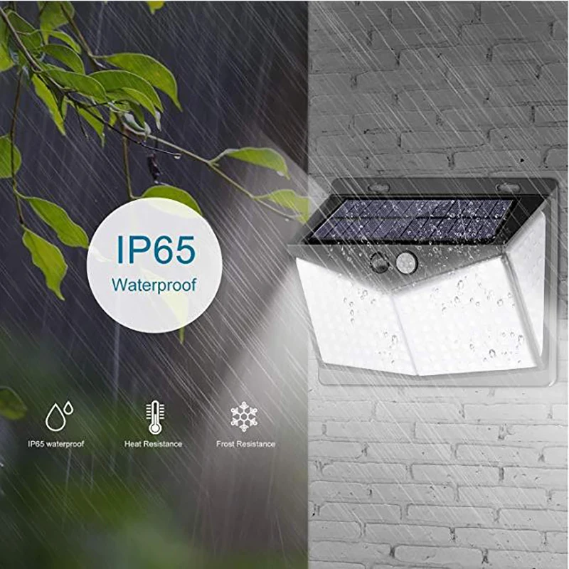 Applique Murale Solaire à 208LED avec Capteur de Corps Humain Avancé, Luminaire d'Extérieur Imperméable, Idéal pour une Rue, un Jardin ou une Cour