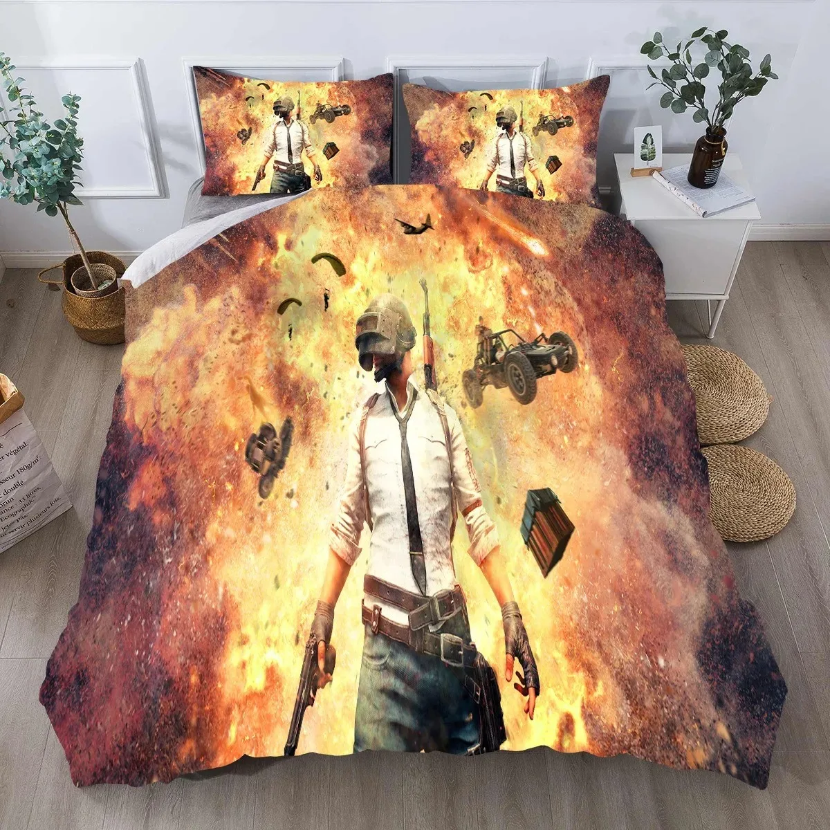 

PUBG Duvet Cover Pillowcase Bedding Set PlayerUnknown's Adult Boy Girl Bedroom Decoration Children Single Double Large Size