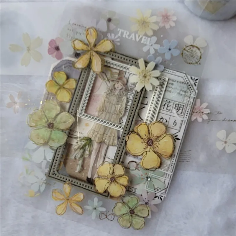 Ready Stock Vintage Fairy Ball Flowers Special Version Shiny Washi PET Tape for Card Making DIY Scrapbooking Plan Sticker