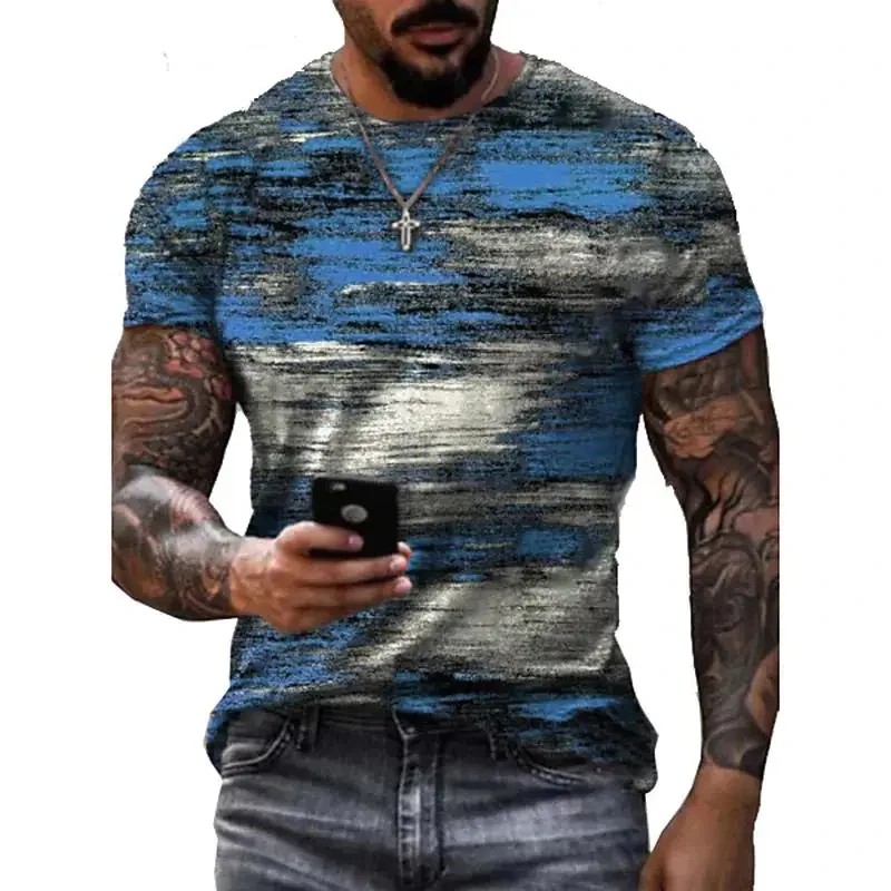 Summer Graffiti 3D Print Men\'s T-shirts Streetwear Polyester 0-Neck Loose Short Sleeve Tops Casual Loose Tee Shirts Men Clothing