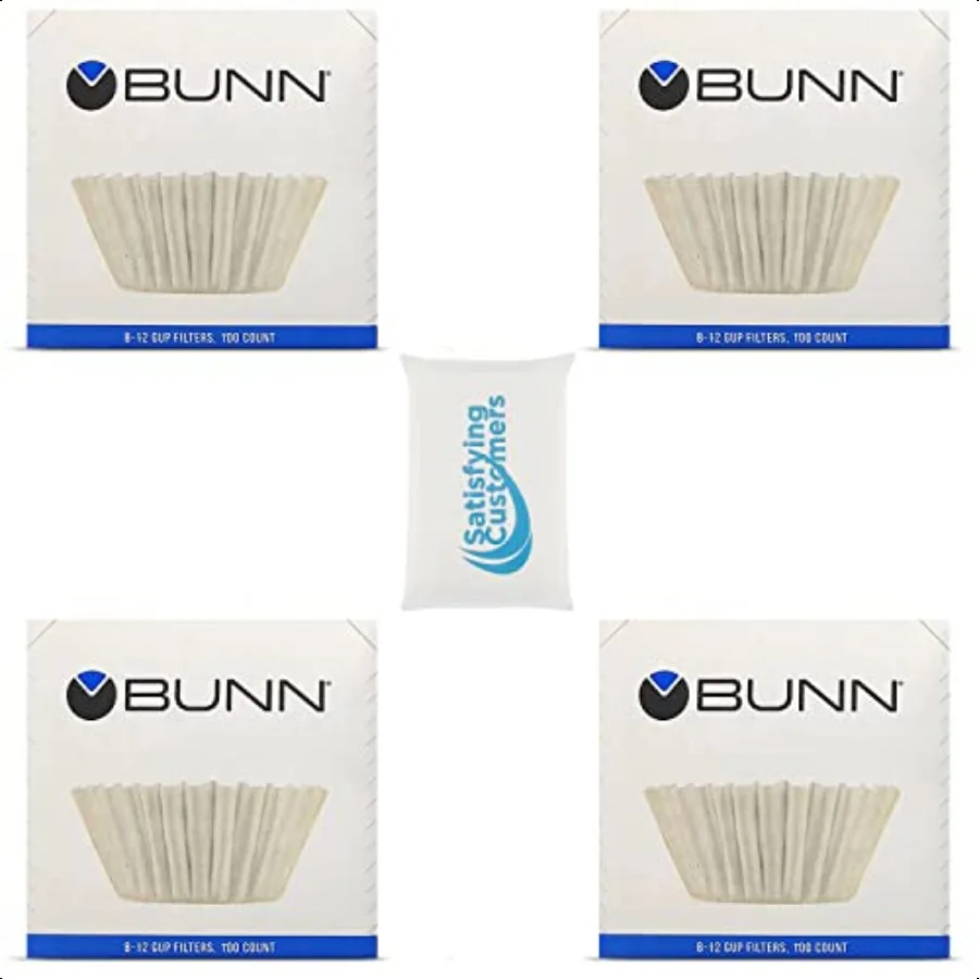 

Фильтр для кофе BUNN, 4 шт., 100 шт. в упаковке, более высокая бумага с плоским дном, качественная бумага для большинства кофеварок, ароматическое заваривание с сатиса