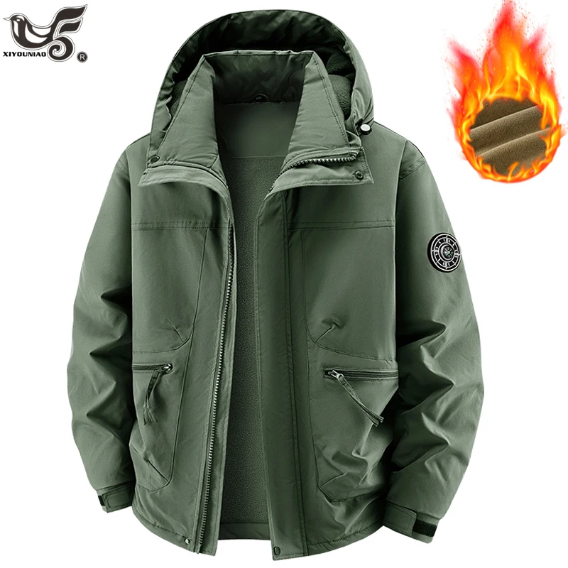 الرجال سترات سميكة الدافئة معطف مقنع النساء الصوف البضائع سترة عادية مبطن التنزه التخييم سترة الخريف الشتاء زوجين الملابس #1