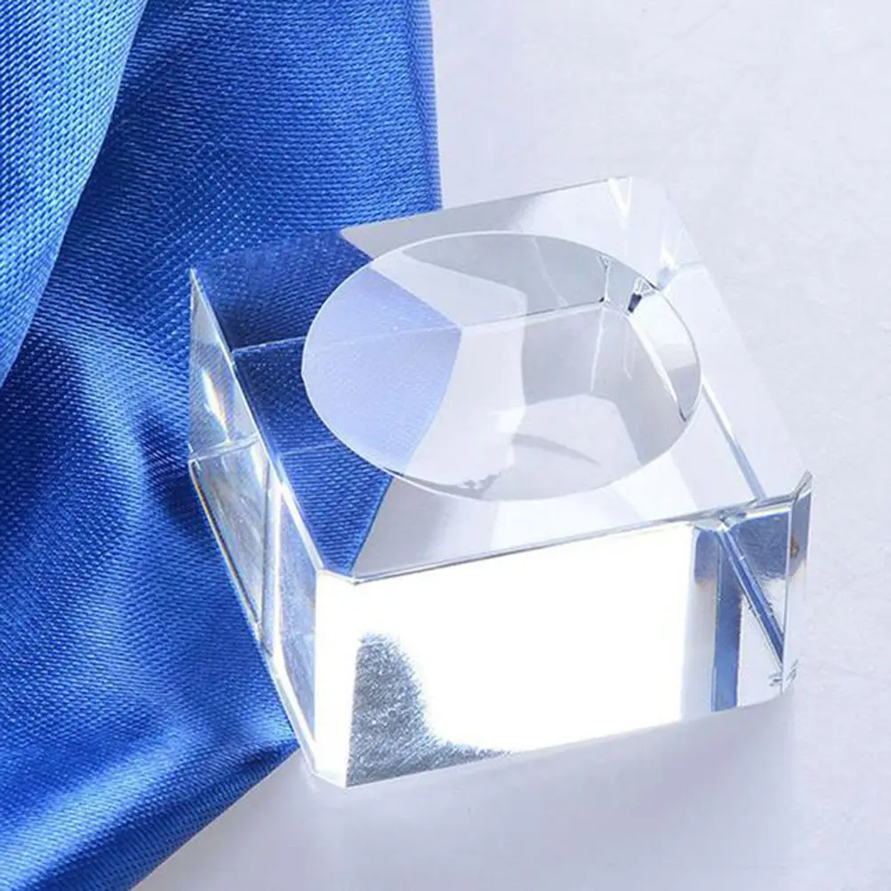 Crystal Square Stand Base Natural Groove Display Switch Easy Operate Bedroom Living Room Office Decoration for Glass Acrylic