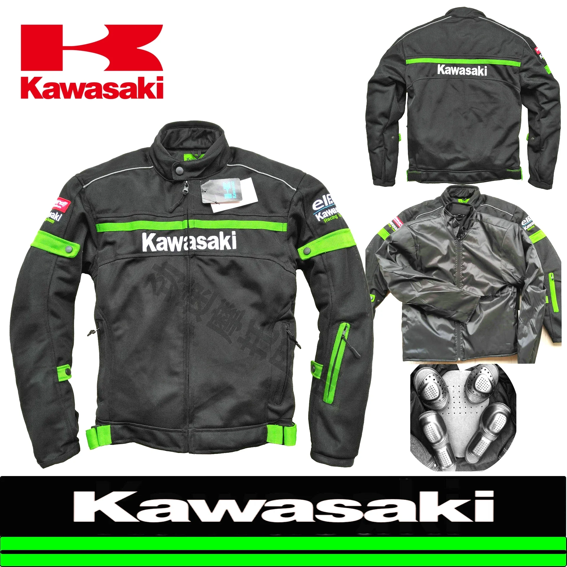 

Новый внедорожный мотоциклетный костюм Kawasaki, весенне-осенний, летний мужской мотоциклетный костюм, одежда с защитой от падения