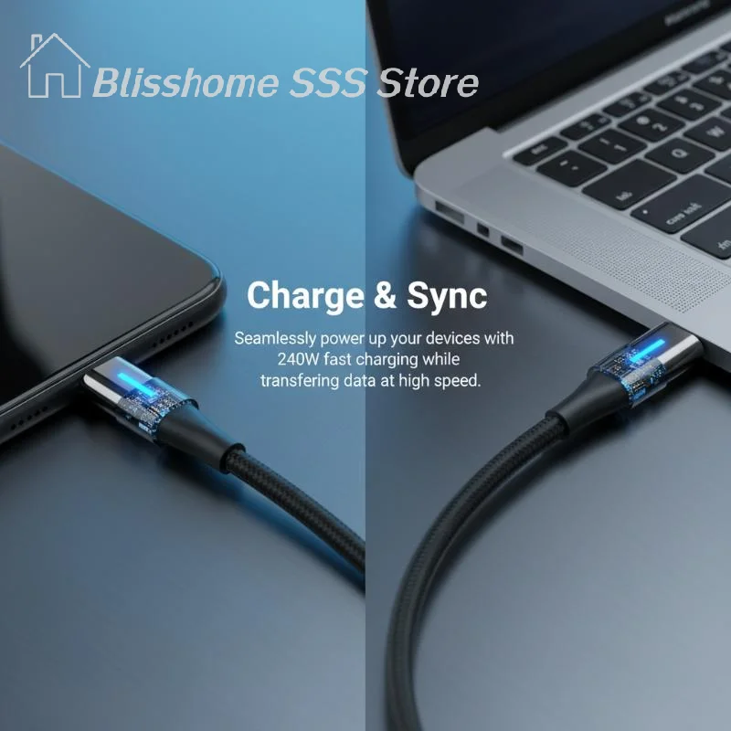 【S】240W USB Cable Fast Charging For Smartphone 1 Meter /2 Meters Type-C Data Cable