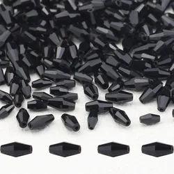 Black AB Color Long Bicone Faceted Austrian Crystal Loose Beads Spacers For Jewelry making DIY Bracelets Accessories 100/200pcs
