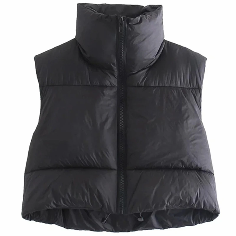 Puffy Vest Women Zip Up Stand Collar Sleeveless Lightweight Padded Cropped Puffer Quilted Vest Winter Warm Coat Jackets