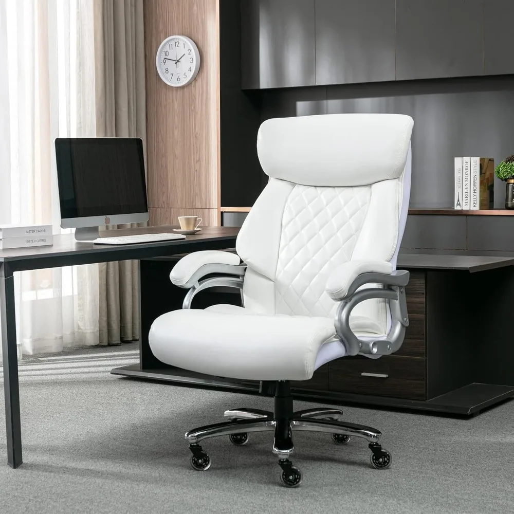 

Big and Tall Office Chair 500 lbs, High Back Desk Chair with Adjustable Lumbar Support, Executive Swivel Chair with Arms